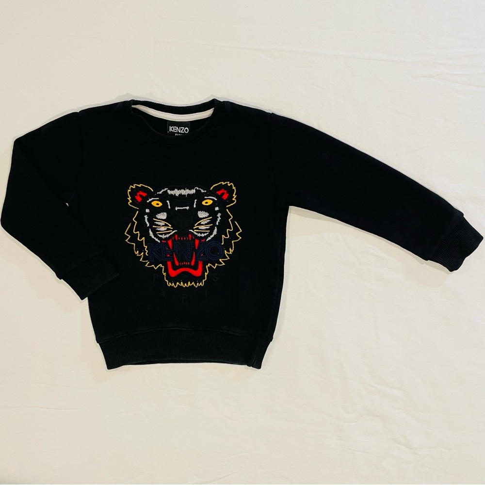 Kenzo Kids Tiger Logo Sweatshirt Boys 4 US 104 EU Girls Paris Crewneck Black